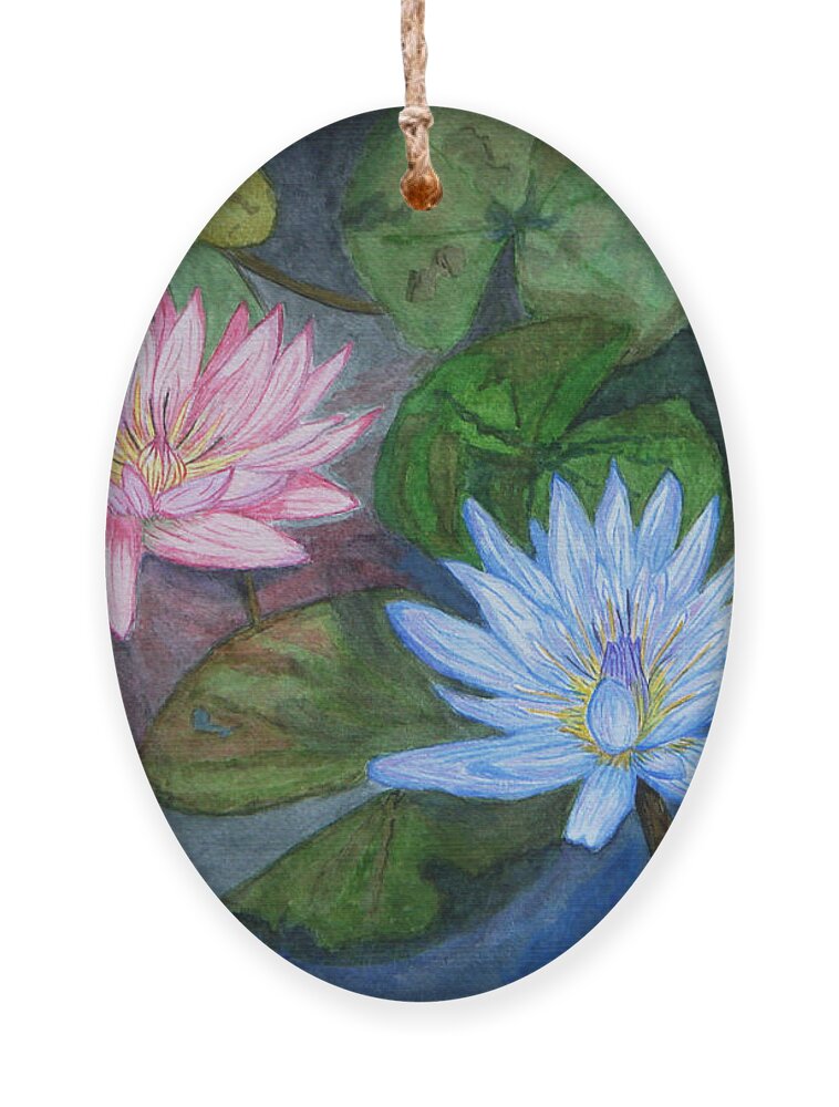 Lily Ornament featuring the painting Water Lilies by Yvonne Johnstone