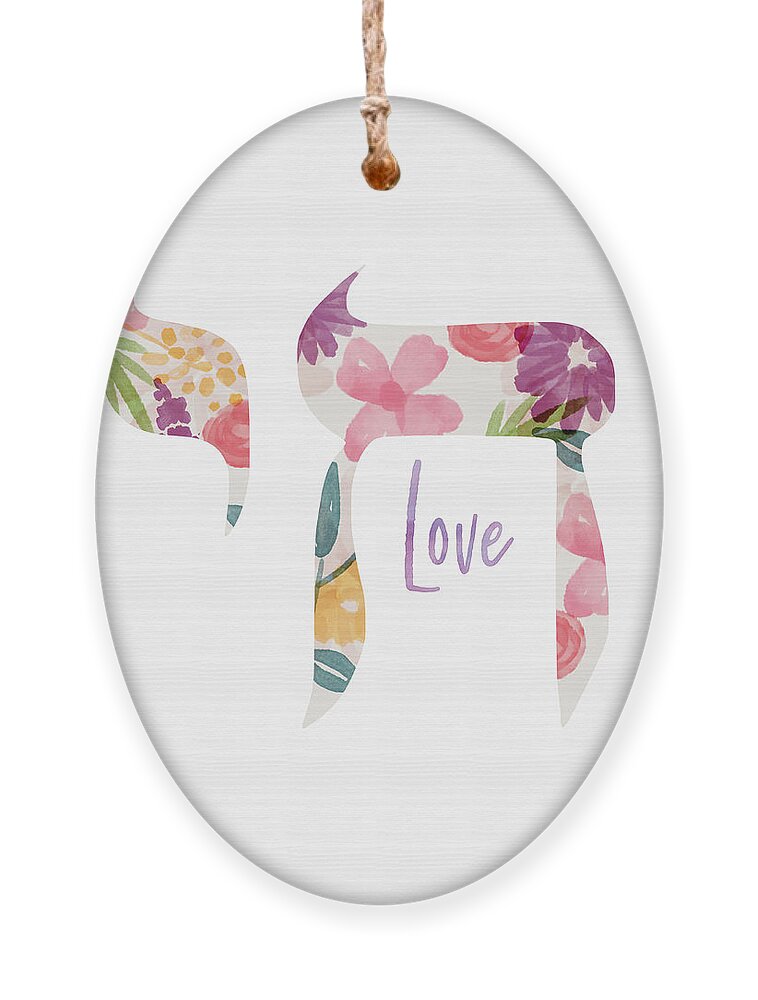 Chai Ornament featuring the mixed media Watercolor Floral Chai Love- Art by Linda Woods by Linda Woods