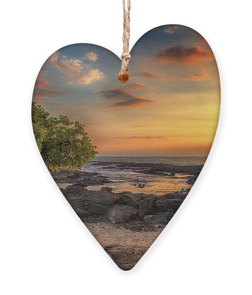 Sunset Ornament featuring the photograph Wawaloli Beach Sunset by Susan Rissi Tregoning