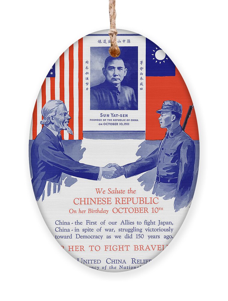 Uncle Sam Ornament featuring the painting We Salute The Chinese Republic by War Is Hell Store