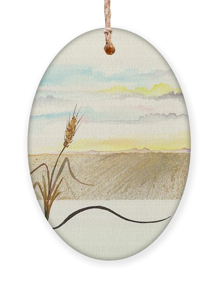 Meadow Ornament featuring the painting Wheat field study four by Darren Cannell