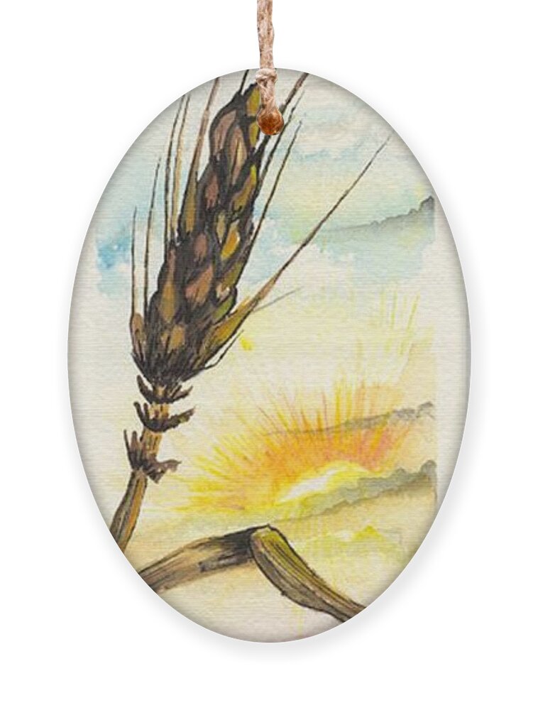 Meadow Ornament featuring the digital art Wheat field study three by Darren Cannell