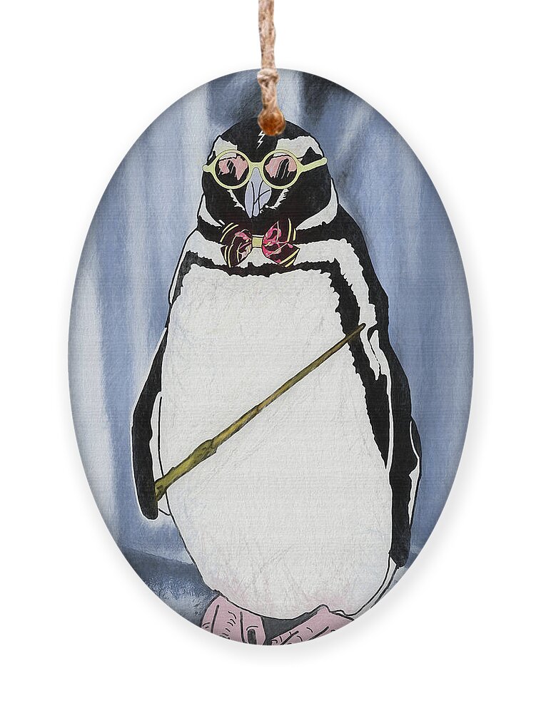 Penguins Ornament featuring the digital art When Penguins Apply to Hogwarts by John Haldane