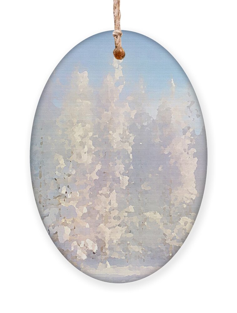 Nature Ornament featuring the digital art White Forest Morning by Shelli Fitzpatrick