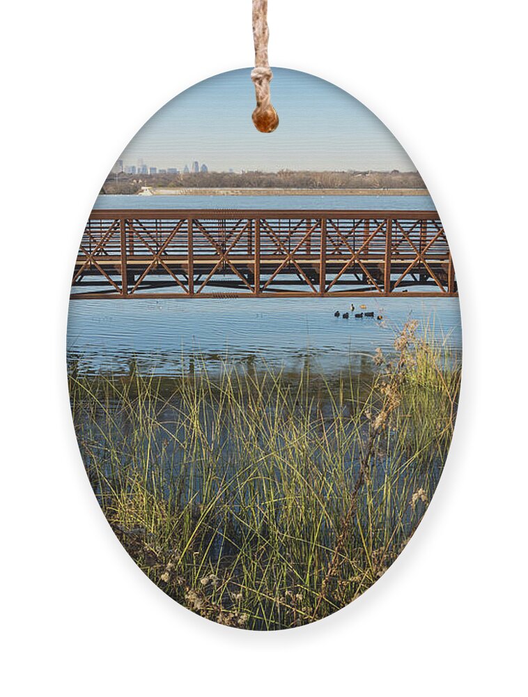 Dallas Ornament featuring the photograph White Rock Park Bridge by Jennifer White