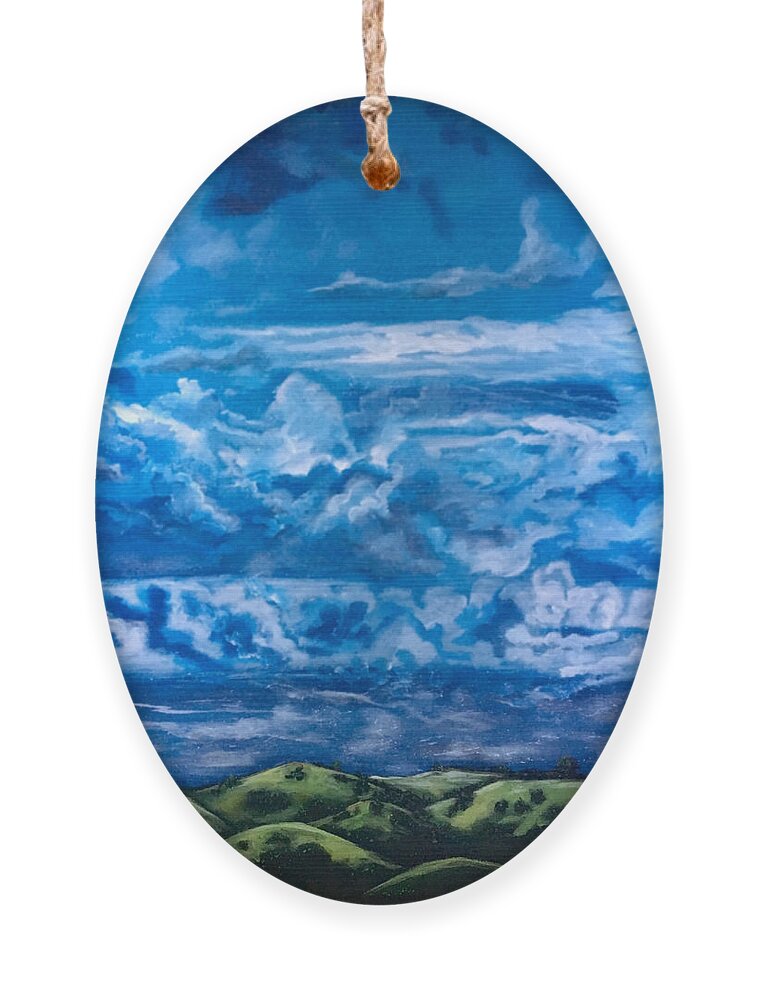 Sky Ornament featuring the painting Wild Blue by Joel Tesch