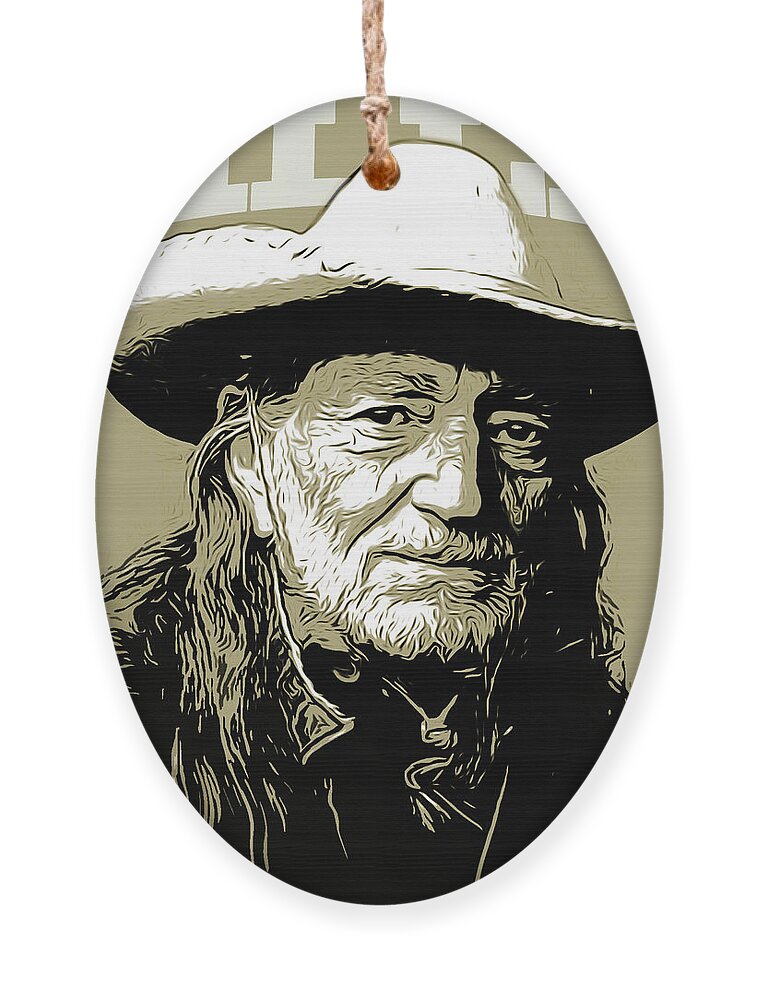 Willie Nelson Ornament featuring the mixed media Willie by Greg Joens