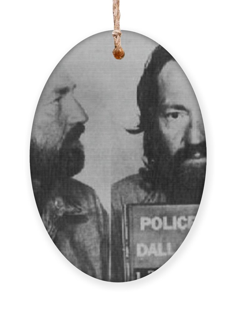 Willie Nelson Ornament featuring the photograph Willie Nelson Mug Shot Horizontal Black and White by Tony Rubino