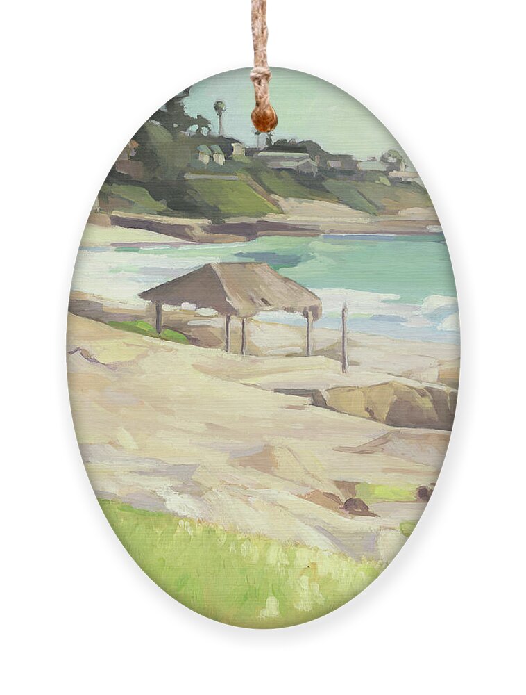 Windansea Beach Ornament featuring the painting Windansea Beach La Jolla San Diego California by Paul Strahm