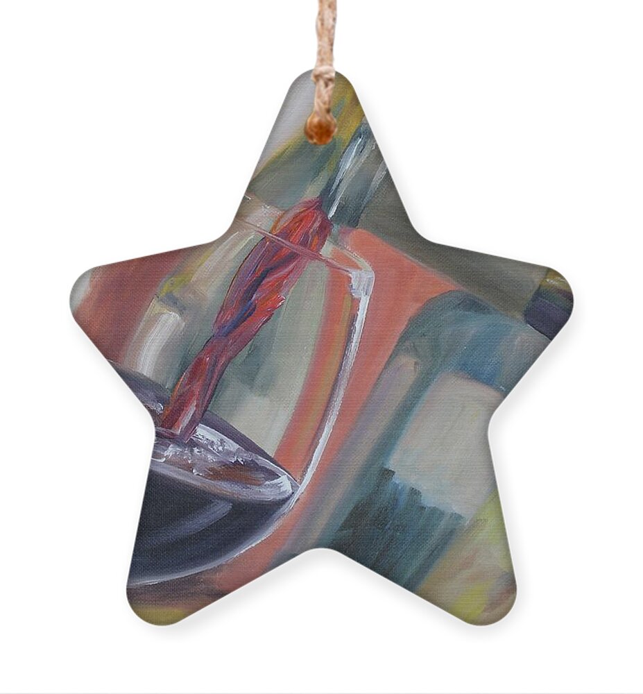 Wine Ornament featuring the painting Wine Pour by Donna Tuten