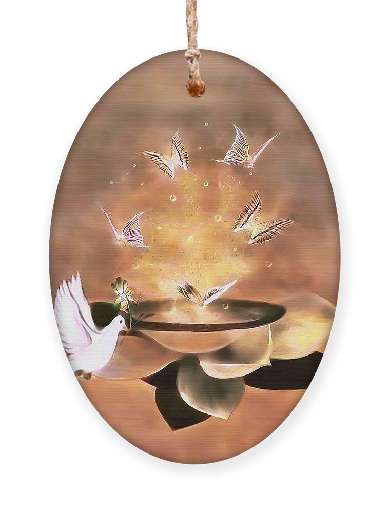 Dove Ornament featuring the digital art Wings of Magic by Pennie McCracken