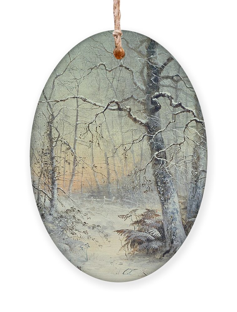 Winter Ornament featuring the painting Winter Breakfast by Joseph Farquharson
