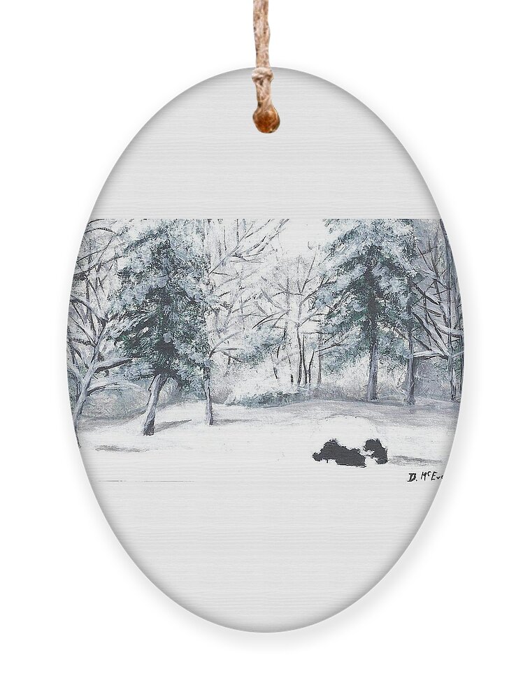 Winter Ornament featuring the painting Winter in Weatogue by Dani McEvoy