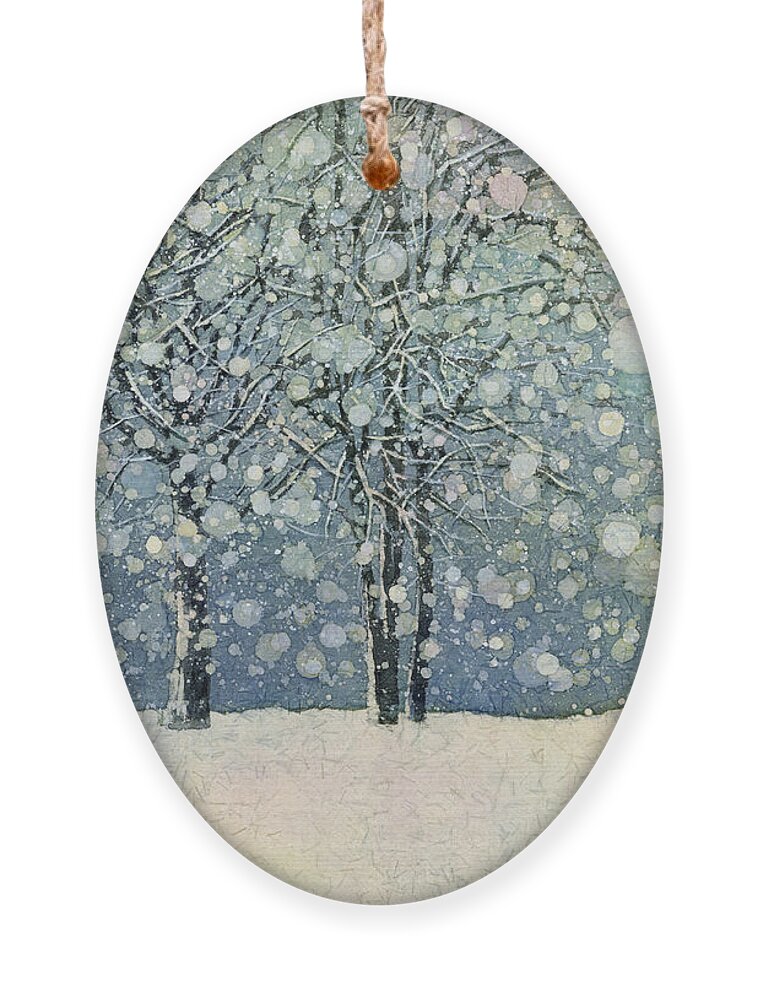 Snow Ornament featuring the painting Winter Sonnet by Hailey E Herrera