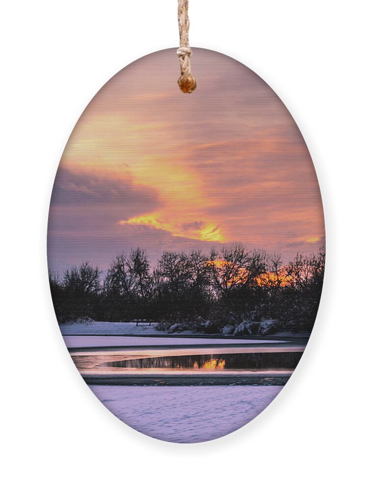 Ice Ornament featuring the photograph Winter sunset by Bryan Carter