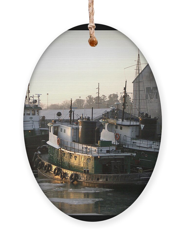 Tugs Ornament featuring the photograph Winter Tugs by Tim Nyberg