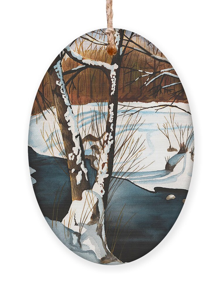 Winter Ornament featuring the painting Winterscape by Vic Ritchey