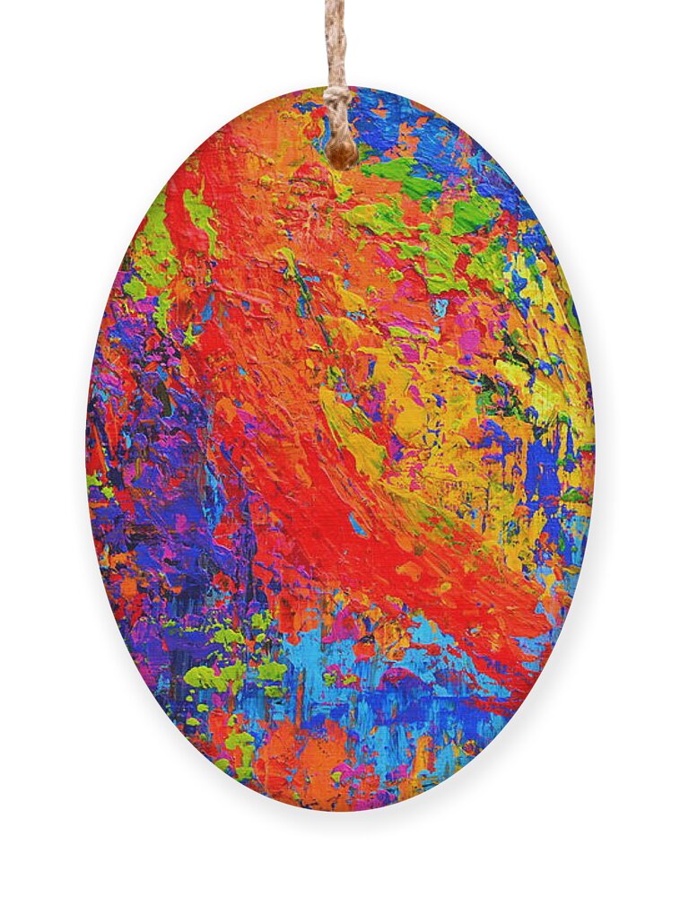 Abstract Painting Ornament featuring the painting Within Circles - Colorful Modern Abstract Painting Palette Knife work by Patricia Awapara