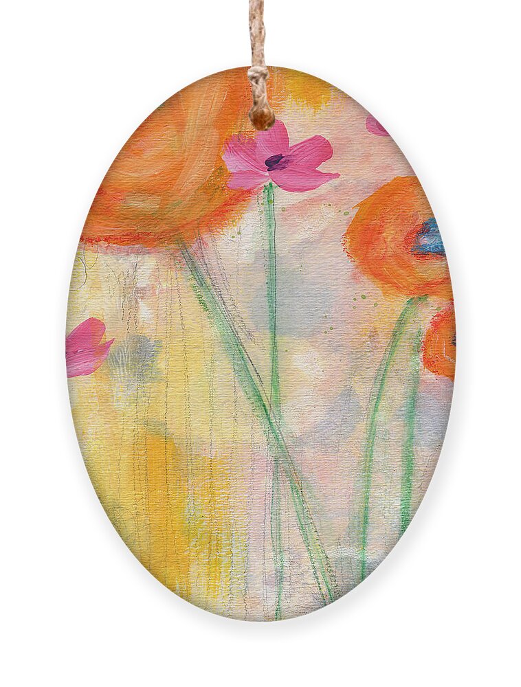 Flowers Ornament featuring the painting With The Breeze- Art by Linda Woods by Linda Woods