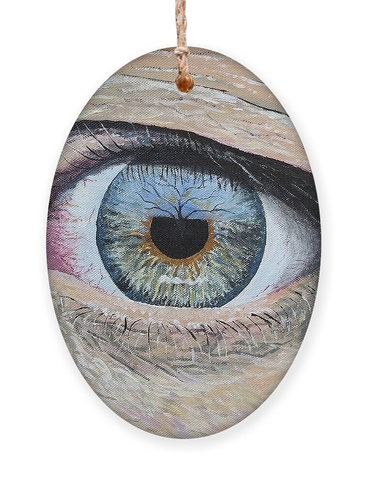 Eye Ornament featuring the painting Witness by Kevin Daly
