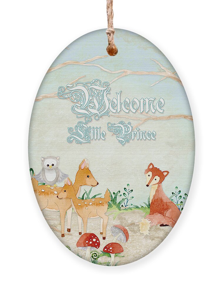 Woodchuck Ornament featuring the painting Woodland Fairy Tale - Welcome Little Prince by Audrey Jeanne Roberts