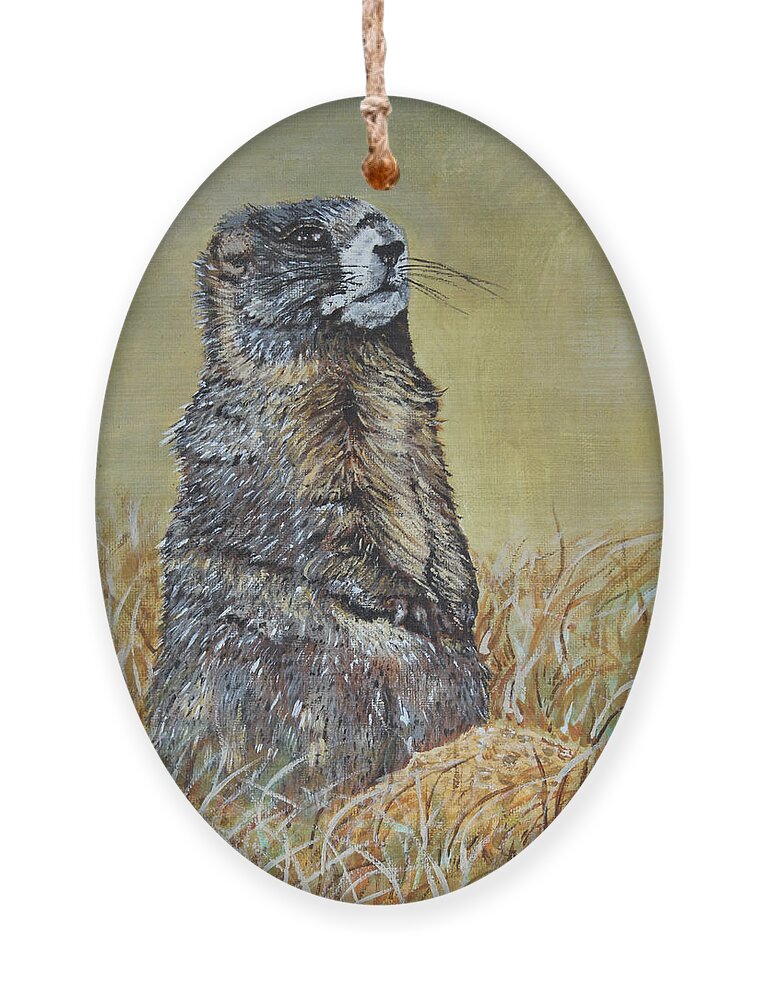 North American Wildlife Ornament featuring the painting Woody by Johanna Lerwick