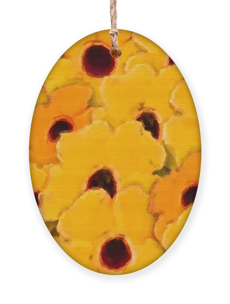 Flower Ornament featuring the digital art Yellow Daisy Flowers by Smilin Eyes Treasures