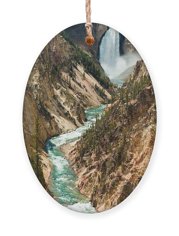 Yellowstone Ornament featuring the photograph Yellowstone Waterfalls by Sebastian Musial