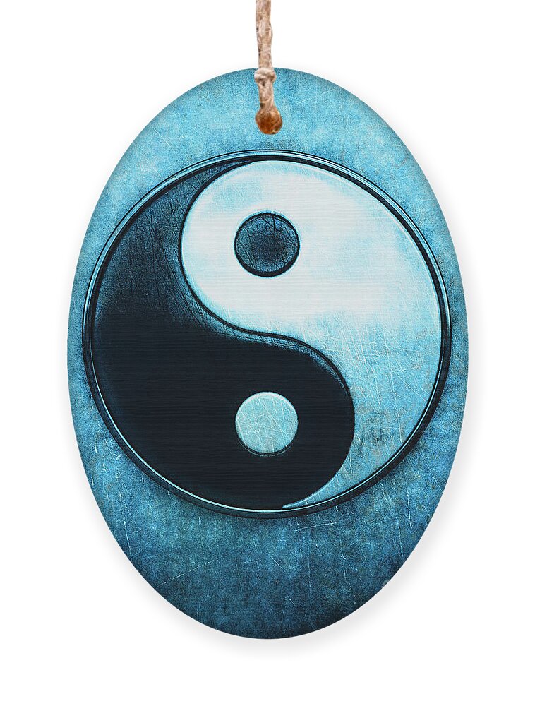 Yin Yang - Scratchy Blue Ornament