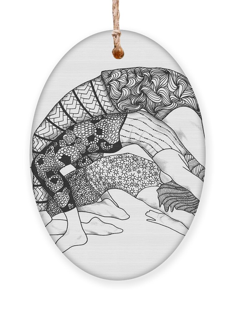 Yoga Ornament featuring the drawing Yoga Sandwich by Jan Steinle