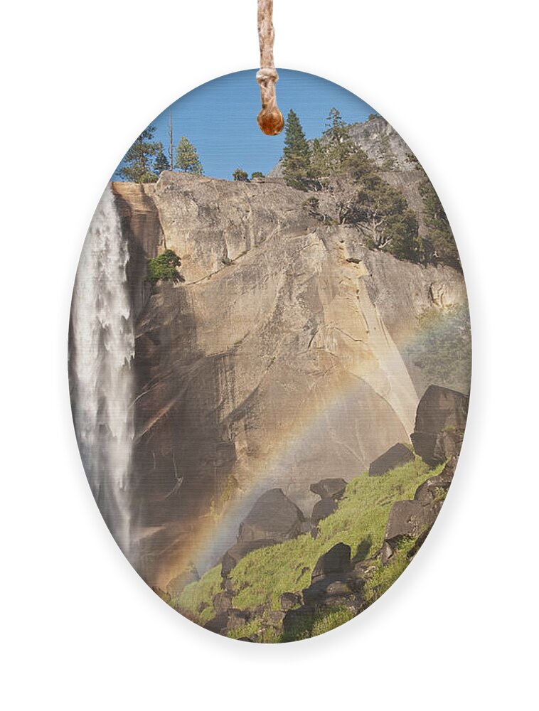Yosemite National Park Ornament featuring the photograph Yosemite Mist Trail Rainbow by Shane Kelly