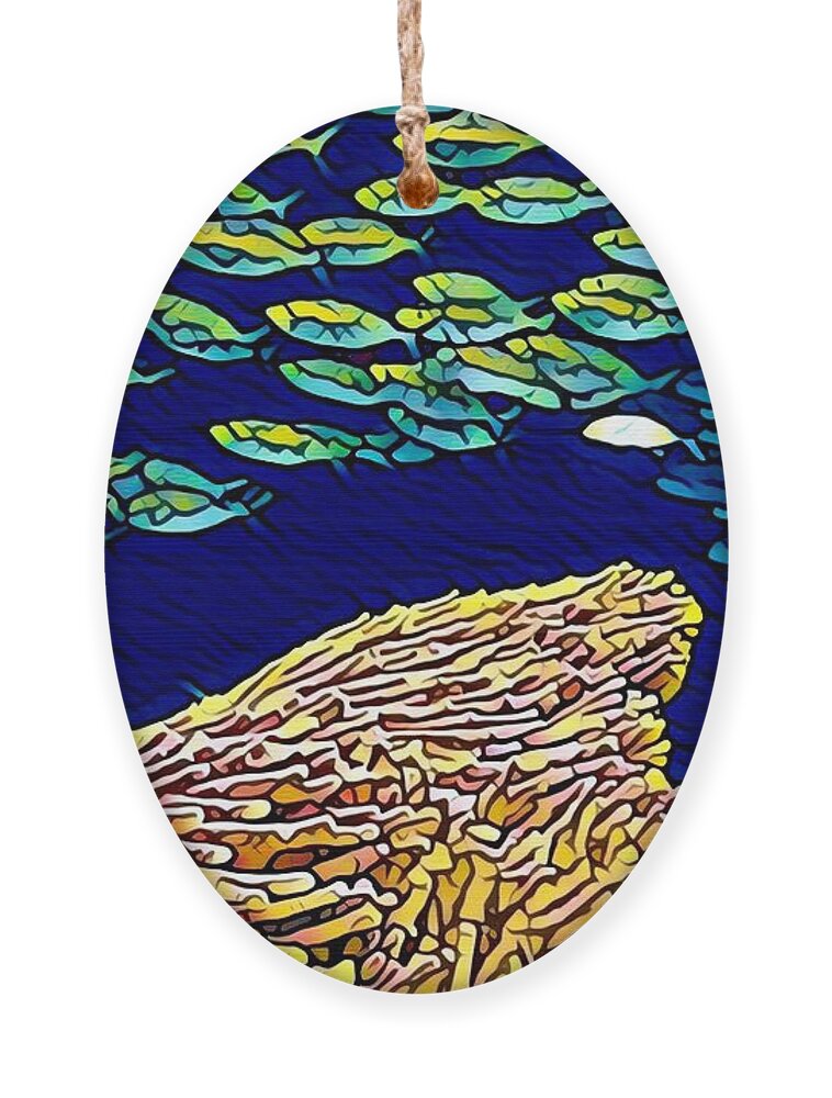 Coral Reef Ornament featuring the digital art You Be You by Denise Railey