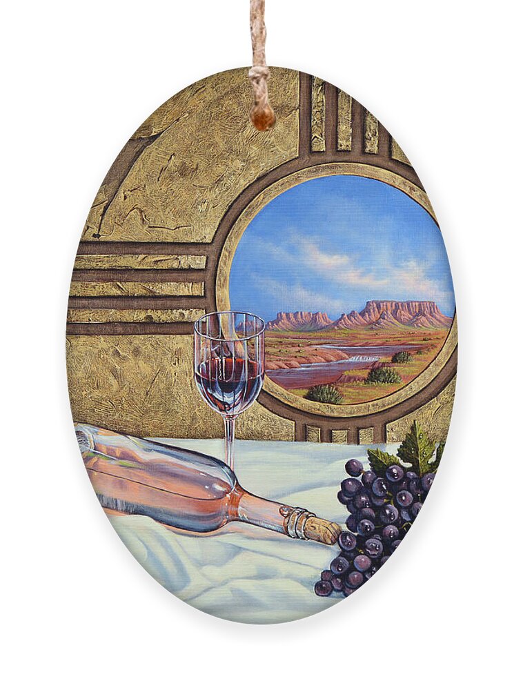 Wine Ornament featuring the painting Zia Wine by Ricardo Chavez-Mendez