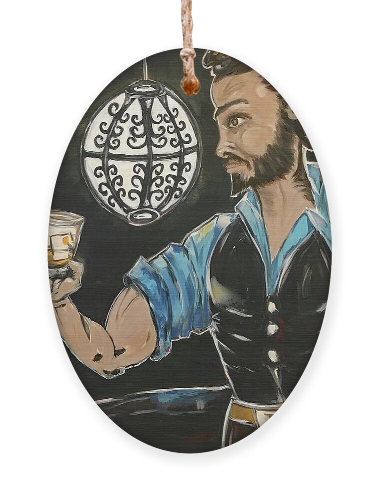 Bartender Ornament featuring the painting A Stiff One featuring Rich by Roxy Rich