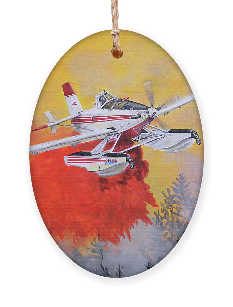 Air Tractor Ornament featuring the painting Air Tractor 802 Fire Boss #1 by Karl Wagner