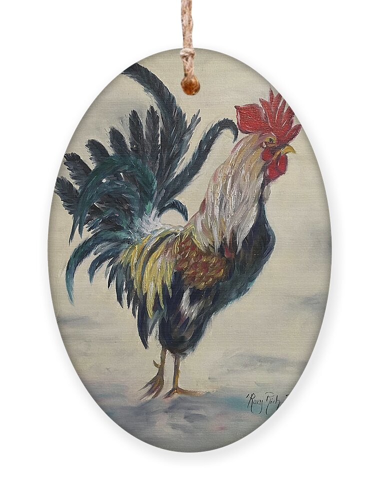 Rooster Ornament featuring the painting Boss by Roxy Rich