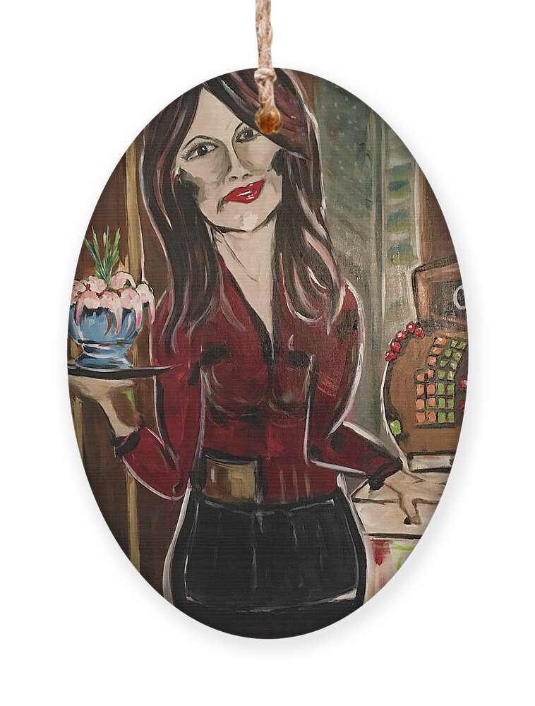 Bartender Ornament featuring the painting Cocktail Time by Roxy Rich