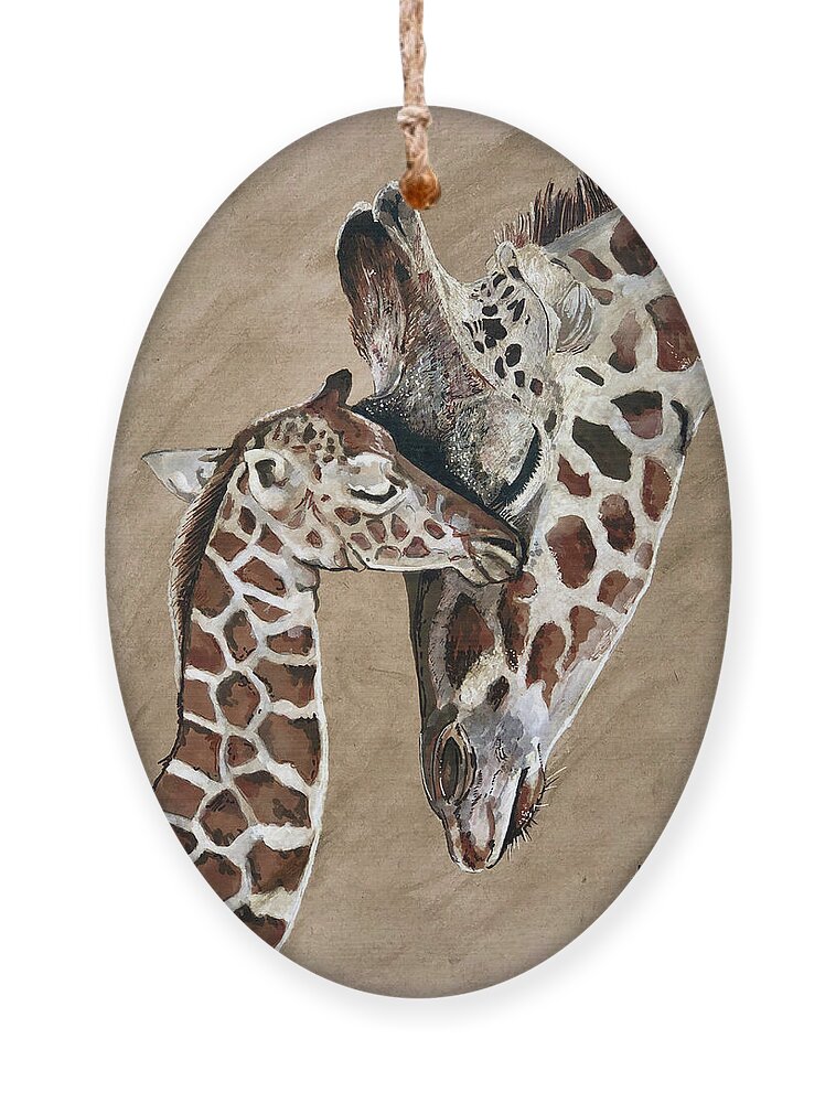 Giraffe Ornament featuring the painting Comfort #1 by Mark Ray
