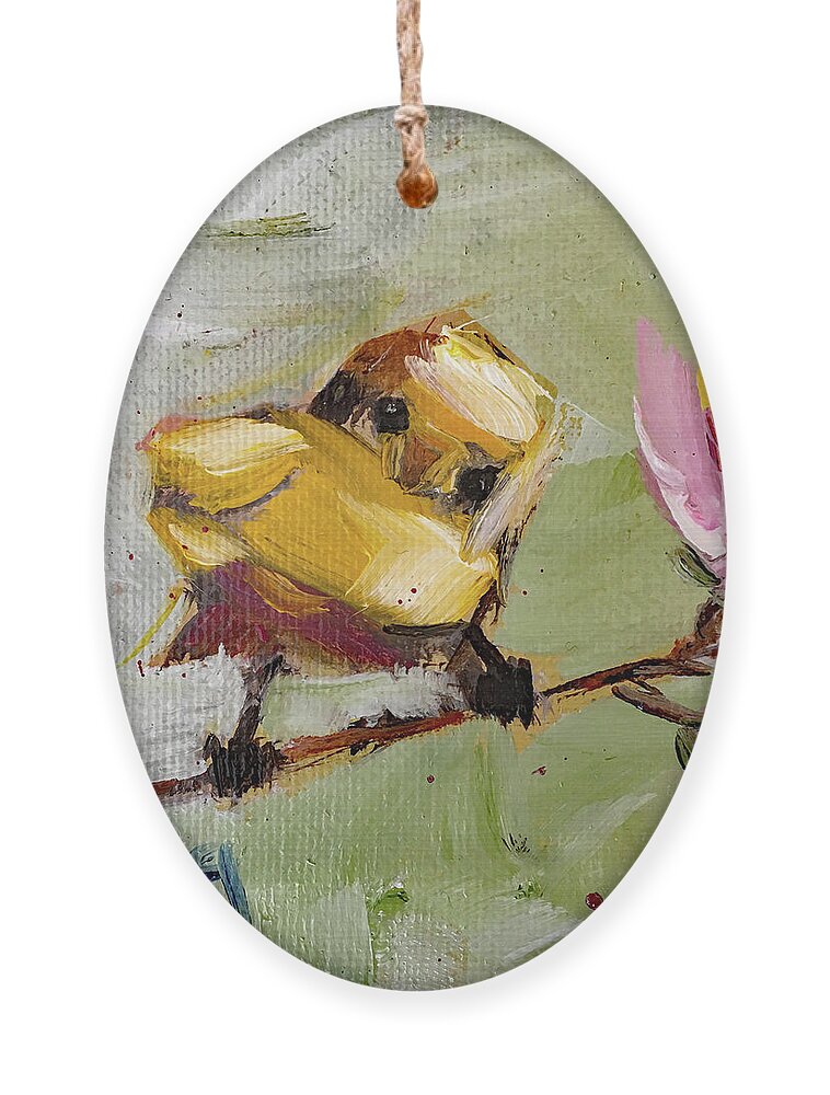 Bird Ornament featuring the painting Hey Cutie by Roxy Rich