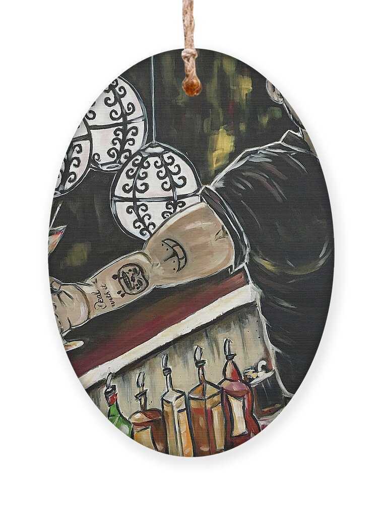 Bartender Ornament featuring the painting I'm off at 2 by Roxy Rich