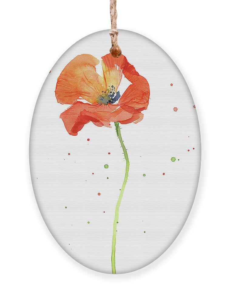 Poppy Painting Ornament featuring the painting Red Poppy Flower by Olga Shvartsur