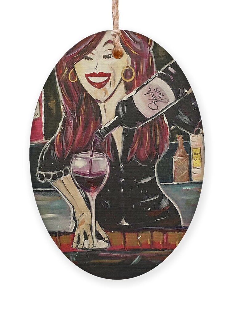 Bartender Ornament featuring the painting Sassy Notes featuring Dana Doom by Roxy Rich