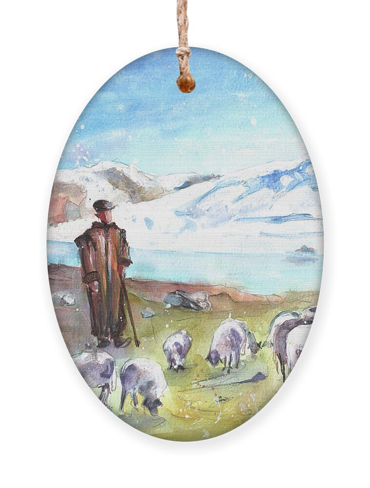 Travels Ornament featuring the painting Shepherd In The Atlas Mountains #1 by Miki De Goodaboom