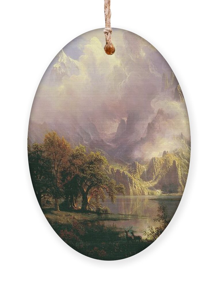 Albert Ornament featuring the painting Rocky Mountain Landscape by Albert Bierstadt