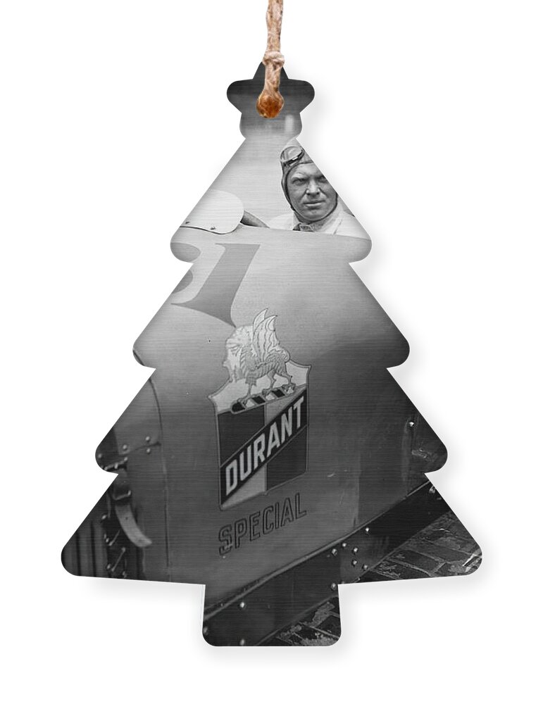 Vintage Ornament featuring the photograph 1920s Durant Special With Driver At Indy 500 by Retrographs