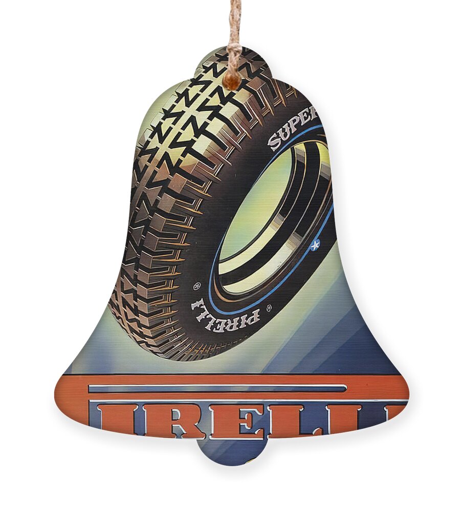 Vintage Ornament featuring the mixed media 1940s Pirelli Stella Bianca Tires Advertisement by Retrographs
