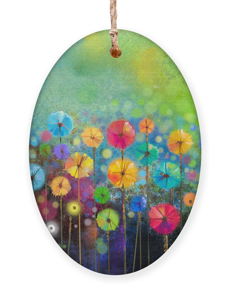 Beauty Ornament featuring the digital art Abstract Floral Watercolor Painting by Pluie r