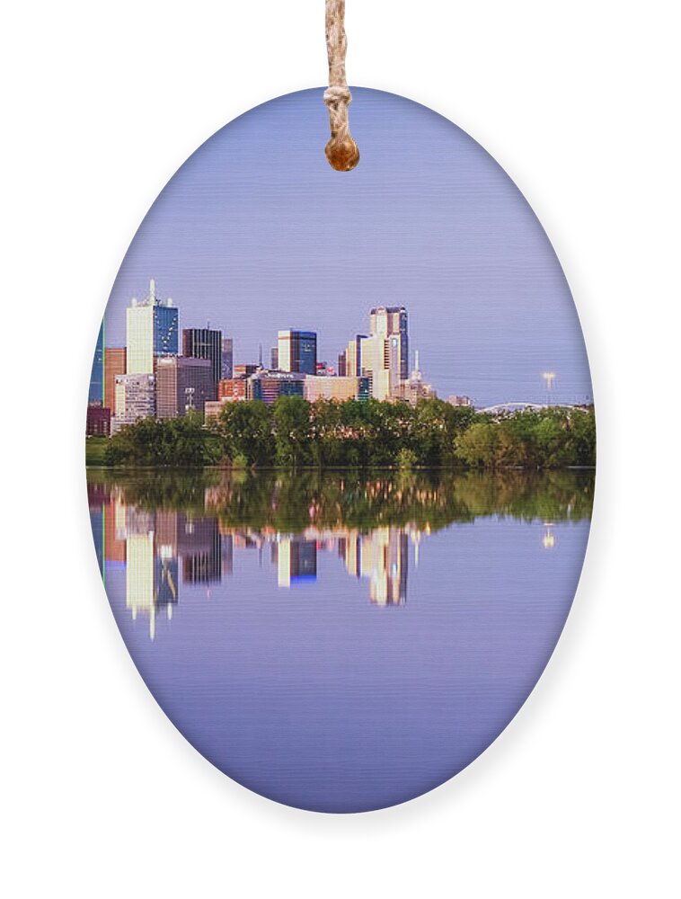 Dallas Ornament featuring the photograph City of Dallas Texas Reflection #1 by Robert Bellomy