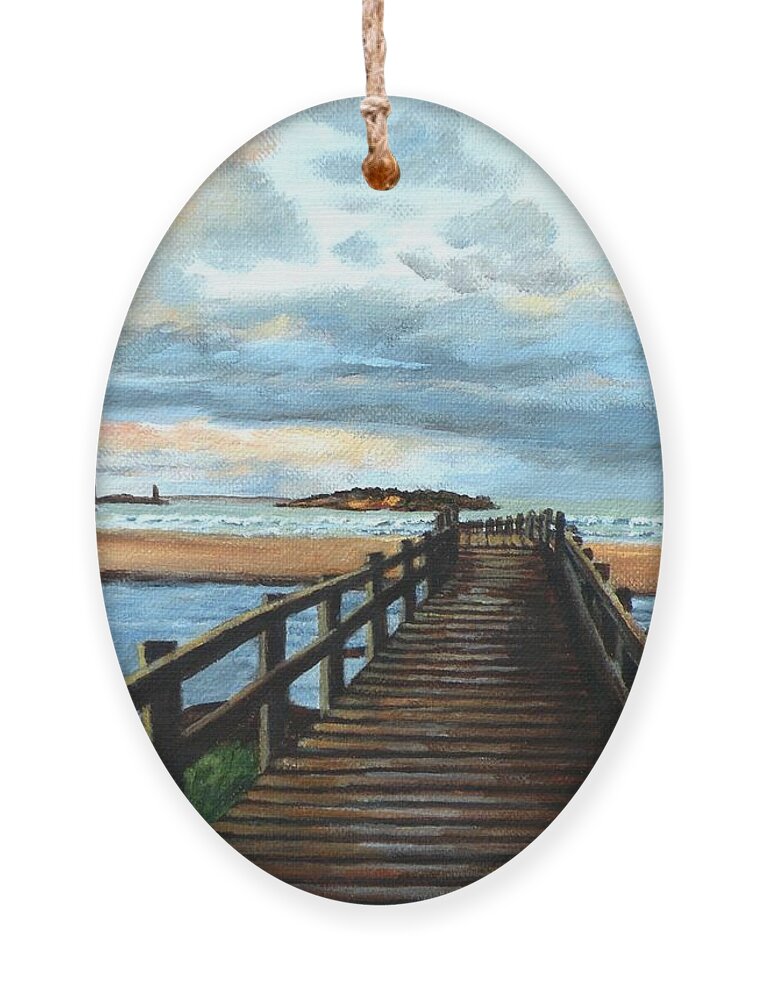 Good Harbor Ornament featuring the painting Good Harbor Beach Gloucester #1 by Eileen Patten Oliver