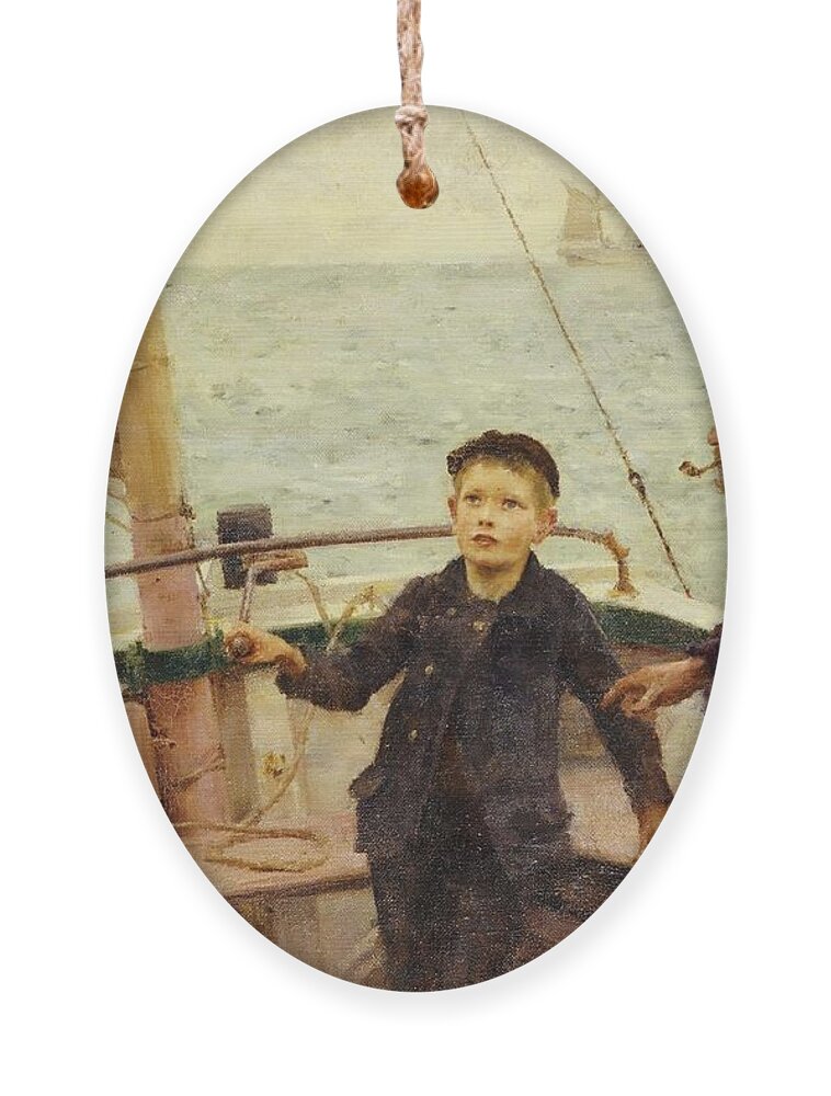 Steering Ornament featuring the painting The Steering Lesson by Henry Scott Tuke